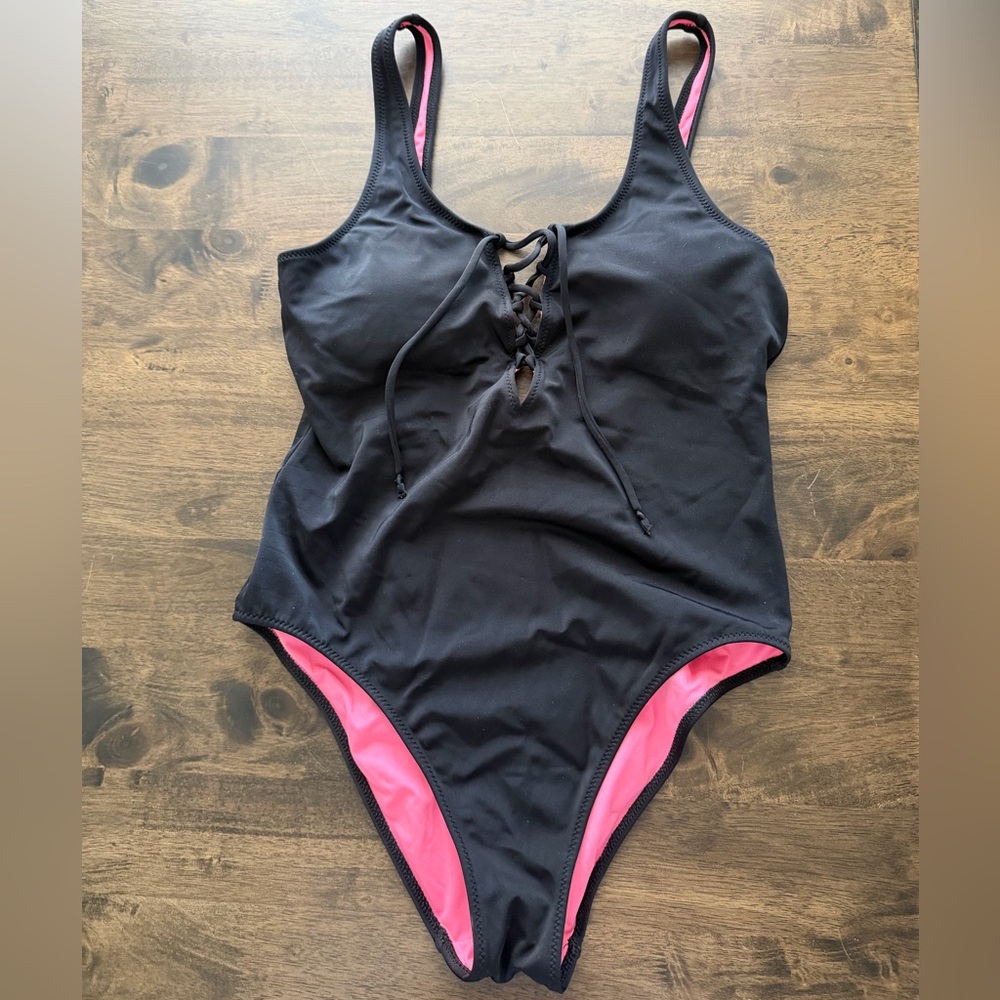 PINK Victoria's Secret Black One Piece Swimsuit